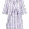 Ganni 'Checked Wrap Tie Mini Dress' New In