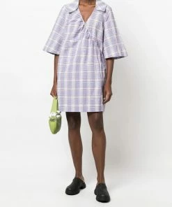 Ganni 'Checked Wrap Tie Mini Dress' New In