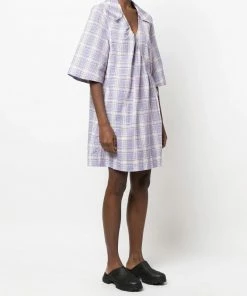 Ganni 'Checked Wrap Tie Mini Dress' New In 11 Ganni 'Checked Wrap Tie Mini Dress' New In