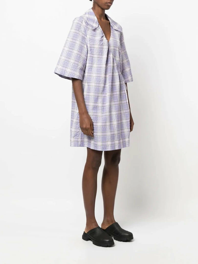 Ganni 'Checked Wrap Tie Mini Dress' New In 5 Ganni 'Checked Wrap Tie Mini Dress' New In