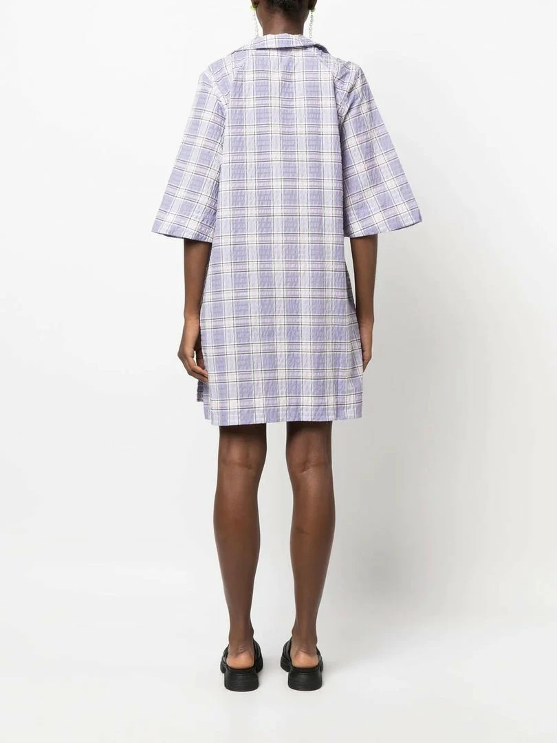 Ganni 'Checked Wrap Tie Mini Dress' New In 6 Ganni 'Checked Wrap Tie Mini Dress' New In