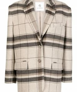 Anine Bing Clothing Checked ‘Quinn’ Wool Blazer