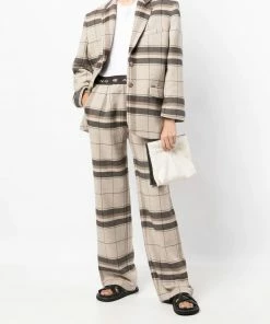 Anine Bing Clothing Checked ‘Quinn’ Wool Blazer