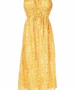 Faithfull The Brand Yellow Printed 'Contessa' Midi Dress Clothing