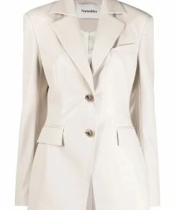 NANUSHKA Cream 'Hathi' Leather Blazer Clothing