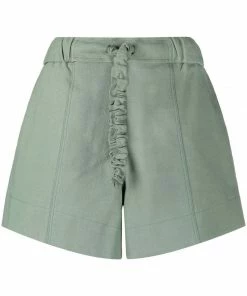 Ganni Green 'Crinkled Drawstring Detail Shorts'