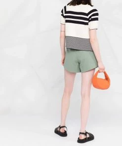 Ganni Green 'Crinkled Drawstring Detail Shorts'