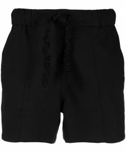 Ganni Black 'Crinkled Drawstring Detail Shorts'