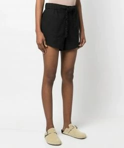 Ganni Black 'Crinkled Drawstring Detail Shorts'