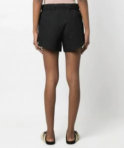Ganni Black 'Crinkled Drawstring Detail Shorts'