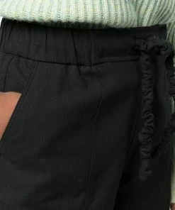 Ganni Black 'Crinkled Drawstring Detail Shorts'