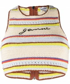 Ganni 'Crochet Striped Bikini Top'