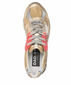 Golden Goose Shoes ‘Dad-Star’ Distressed Gold Sneakers