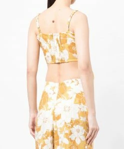 Faithfull The Brand 'Dafnica' Floral Tie Front Crop Top