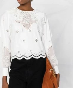 Self Portrait 'Daisy' Cotton Broderie Anglaise Shirt New In