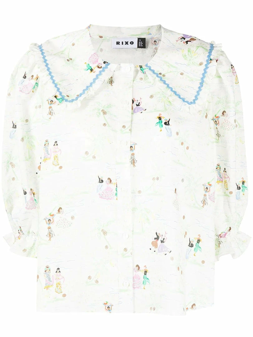 Rixo London 'Dallas' Illustrated Shirt 3 Rixo London 'Dallas' Illustrated Shirt