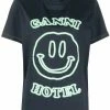 Ganni New In Dark Blue 'Smiley Hotel T-shirt'