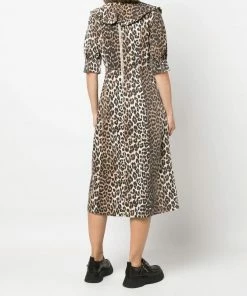 Ganni 'Denim Leopard Midi Dress'