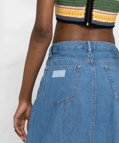 Ganni 'Denim Ruffled Hem Maxi Skirt'