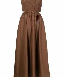 Faithfull The Brand New In Brown 'Deva' Strapless Dress
