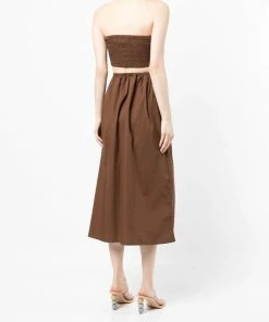 Faithfull The Brand New In Brown 'Deva' Strapless Dress