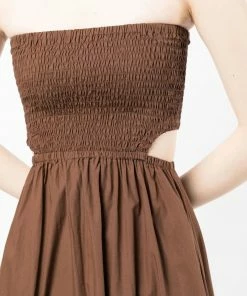 Faithfull The Brand New In Brown 'Deva' Strapless Dress