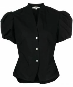 Vince New In Black'Draped Puff Sleeve Blouse'