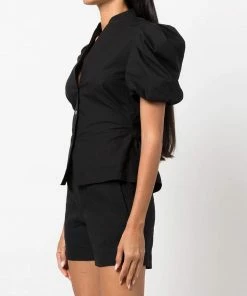 Vince New In Black 'Draped Puff Sleeve Blouse'