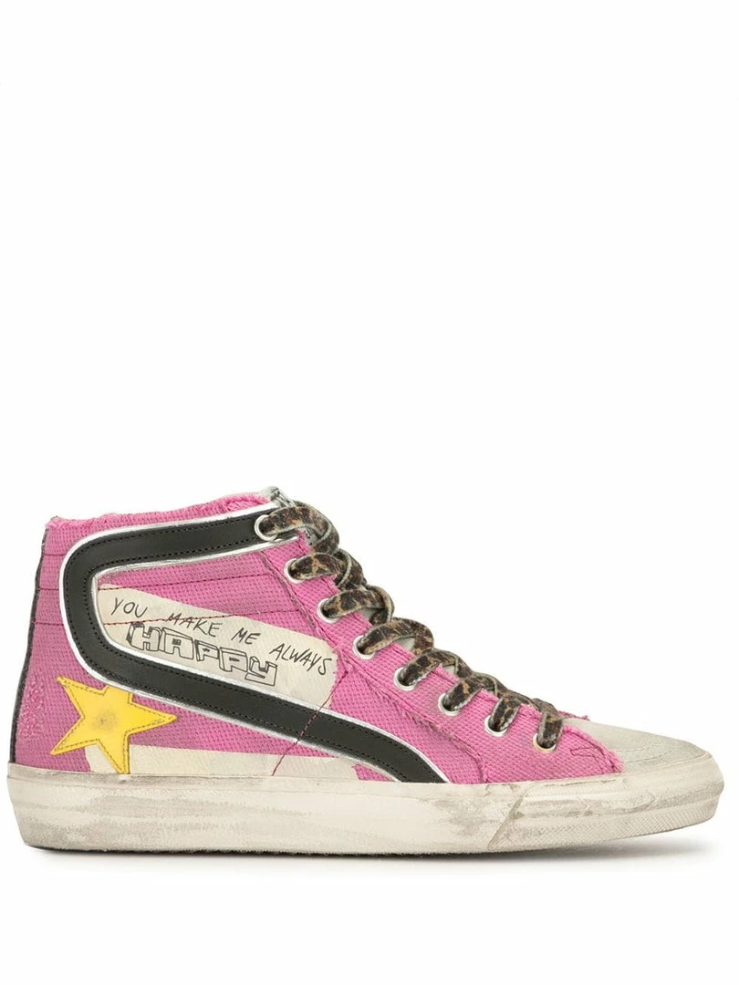 Golden Goose 'Pink Graffiti Detail Hi-Top Trainers' Shoes 3 Golden Goose 'Pink Graffiti Detail Hi-Top Trainers' Shoes