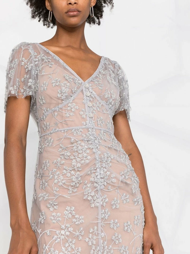 Self Portrait New In 'Embroidered Blossom Fitted Midi Dress' 5 Self Portrait New In 'Embroidered Blossom Fitted Midi Dress'