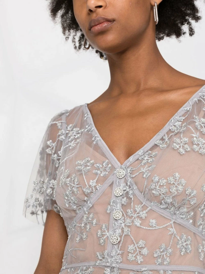 Self Portrait New In 'Embroidered Blossom Fitted Midi Dress' 6 Self Portrait New In 'Embroidered Blossom Fitted Midi Dress'