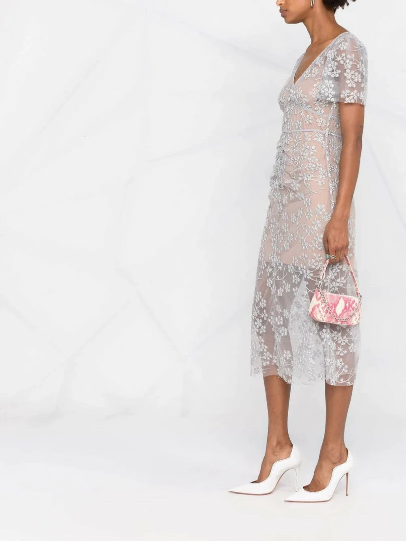 Self Portrait New In 'Embroidered Blossom Fitted Midi Dress' 8 Self Portrait New In 'Embroidered Blossom Fitted Midi Dress'