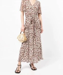 Rixo London Brown ‘Evie’ Floral Midaxi Dress