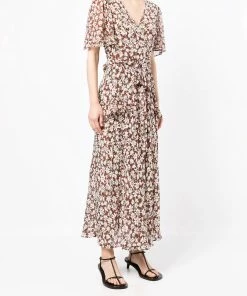 Rixo London Brown ‘Evie’ Floral Midaxi Dress