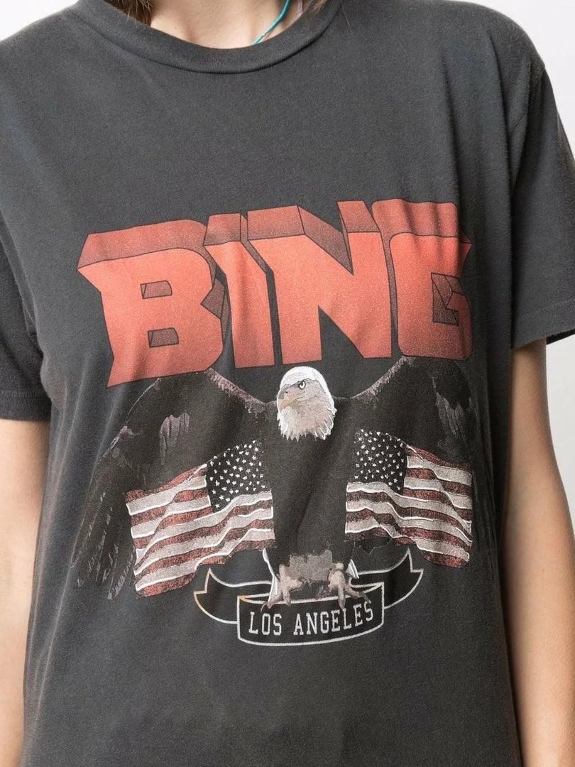 Anine Bing Faded Black 'Vintage Bing Eagle T-Shirt' Clothing 7 Anine Bing Faded Black 'Vintage Bing Eagle T-Shirt' Clothing