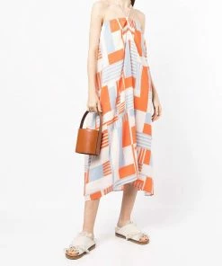 Faithfull The Brand Abstract Printed 'Asturias' Halterneck Midi Dress Clothing