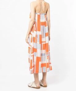 Faithfull The Brand Abstract Printed 'Asturias' Halterneck Midi Dress Clothing