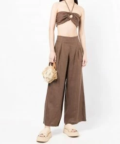 Faithfull The Brand Clothing Brown 'Cyprus' Halterneck Bralette Top