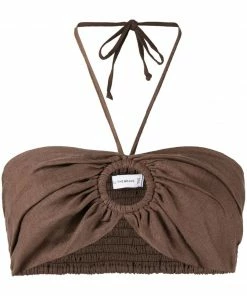 Faithfull The Brand Clothing Brown 'Cyprus' Halterneck Bralette Top
