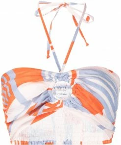 Faithfull The Brand Abstract Printed'Cyprus' Halterneck Bralette Top