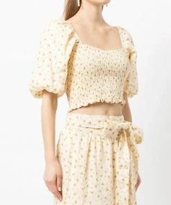 Faithfull The Brand 'Robina' Shirred Floral Crop Top