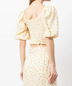 Faithfull The Brand 'Robina' Shirred Floral Crop Top