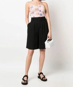 Ganni 'Floral Ruched Halterneck Top'