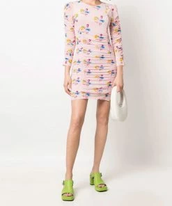 Ganni 'Floral Ruched Mini Dress'