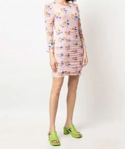 Ganni 'Floral Ruched Mini Dress'