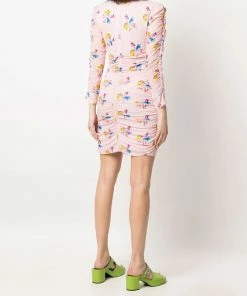 Ganni 'Floral Ruched Mini Dress'