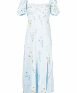 Self Portrait Clothing 'Floral Watercolour Stretch Crepe Midi Dress'