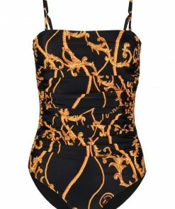 Ganni 'Printed Ruched Swimsuit'