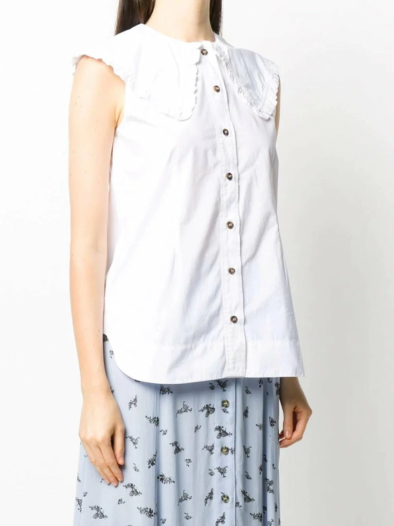 Ganni White 'Organic Cotton Sleeveless Blouse' 5 Ganni White 'Organic Cotton Sleeveless Blouse'