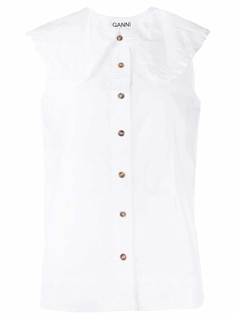 Ganni White 'Organic Cotton Sleeveless Blouse' 3 Ganni White 'Organic Cotton Sleeveless Blouse'